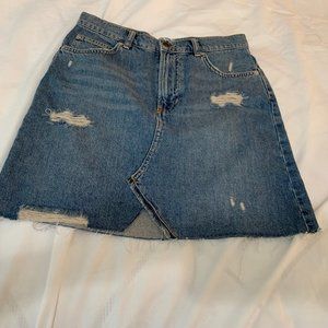 We The Free Hallie Distressed 100% Cotton Denim Mini Skirt Size 27